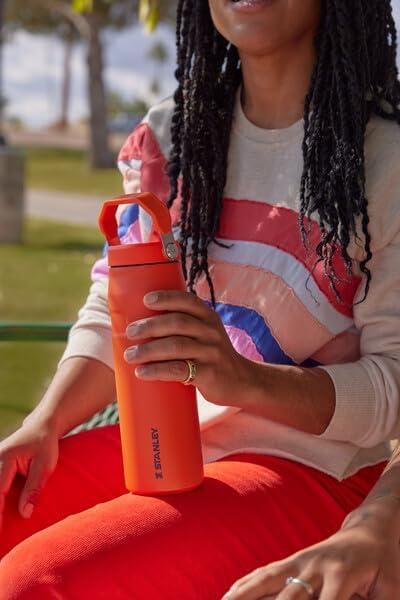 imageStanley IceFlow Flip Straw 20 Water Bottle 24 OZ BuiltIn Straw with Larger Opening Lightweight amp LeakResistant Insulated Stainless Steel BPAFree Blue SkyAlmond Rose