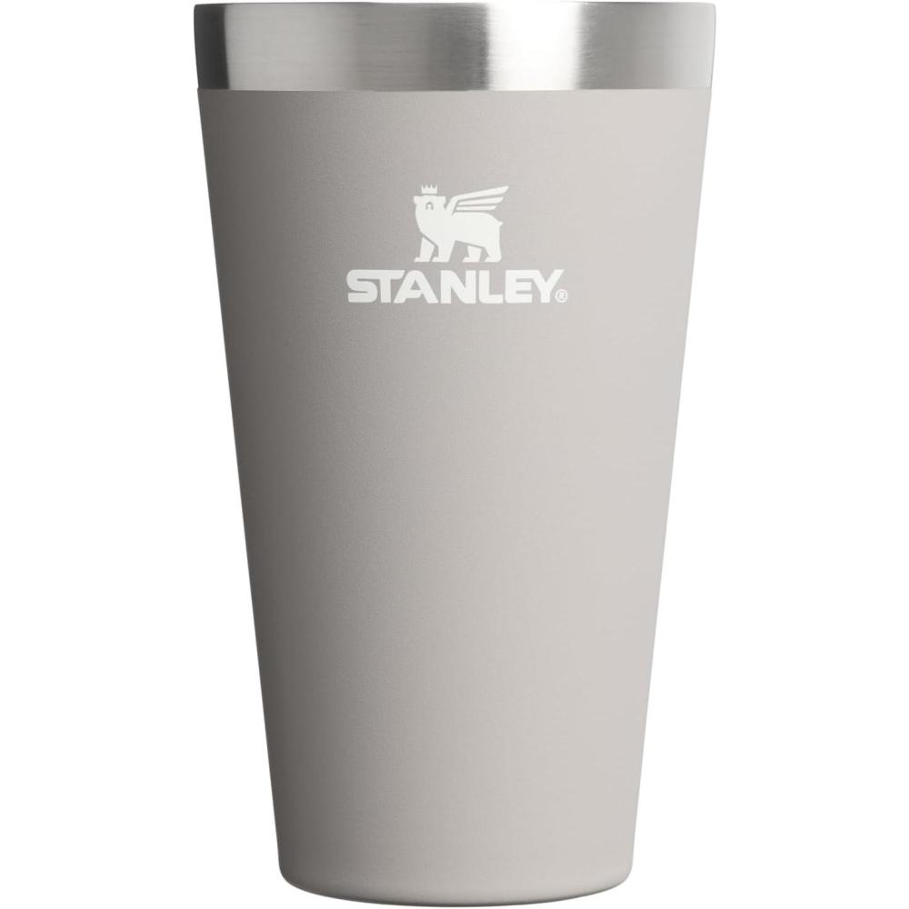 imageSTANLEY Adventure Stacking Beer Pint Glass Stackable Drinking Cup for Cold Beverages Dishwasher Safe Insulated Stainless Steel Tumbler BPAFreeAsh