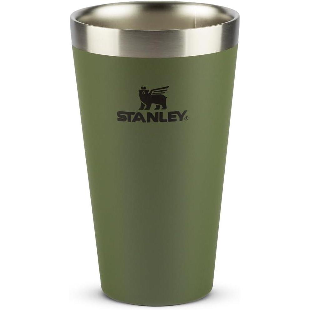 imageSTANLEY Adventure Stacking Beer Pint Glass Stackable Drinking Cup for Cold Beverages Dishwasher Safe Insulated Stainless Steel Tumbler BPAFreeDried Pine
