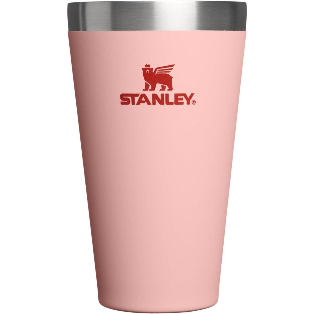 imageSTANLEY Adventure Stacking Beer Pint Glass Stackable Drinking Cup for Cold Beverages Dishwasher Safe Insulated Stainless Steel Tumbler BPAFreePeach Rose