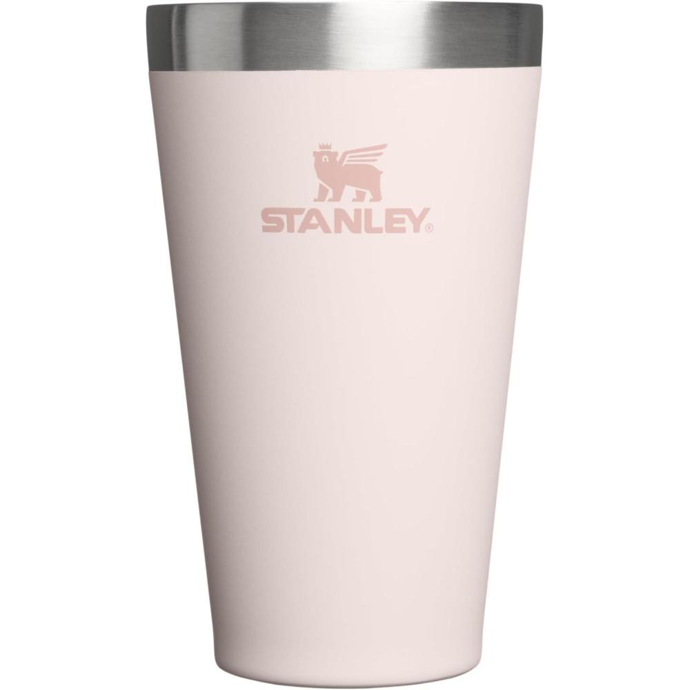 imageSTANLEY Adventure Stacking Beer Pint Glass Stackable Drinking Cup for Cold Beverages Dishwasher Safe Insulated Stainless Steel Tumbler BPAFreeRose Quartz