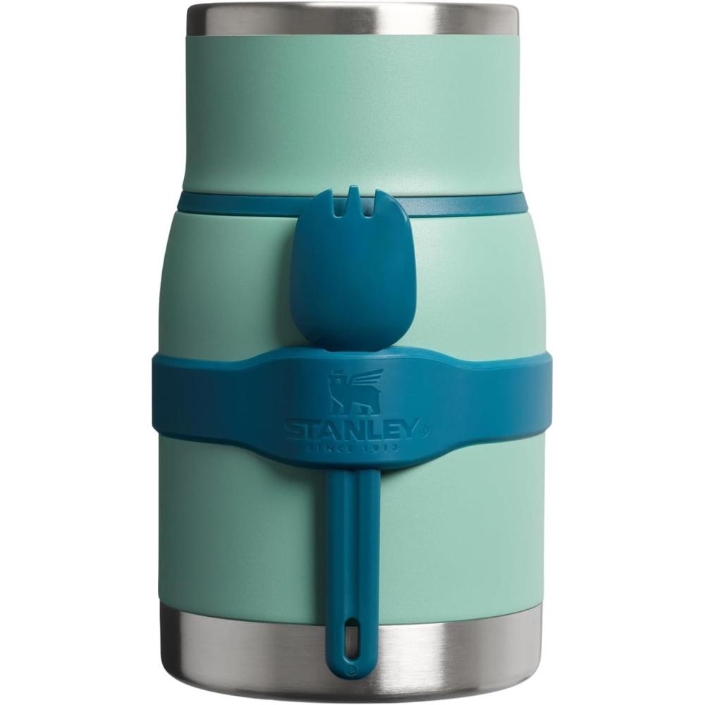 imageSTANLEY Adventure ToGo Food Jar and Spork 24 oz Vacuum Insulated Food Container Wide Mouth Screw On Lid Packable for Travel Stainless Steel with Leakproof Lid BPAFree Spring Green