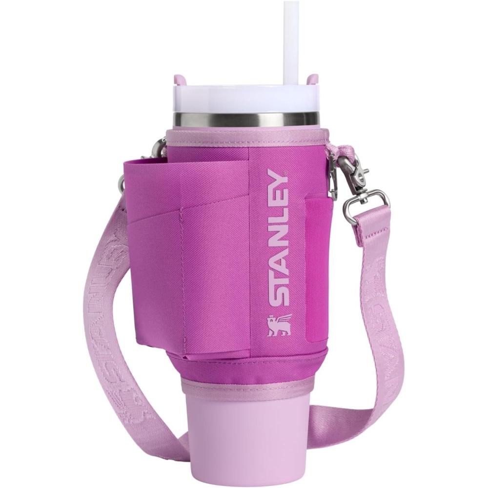 imageSTANLEY All Day Quencher Carry All for 30 oz Tumbler with Handle Crossbody Bag with Phone Holder Pocket Card Sleeve amp Detachable Strap Water Bottle Carrier Bag BPAFree Dark Blossom
