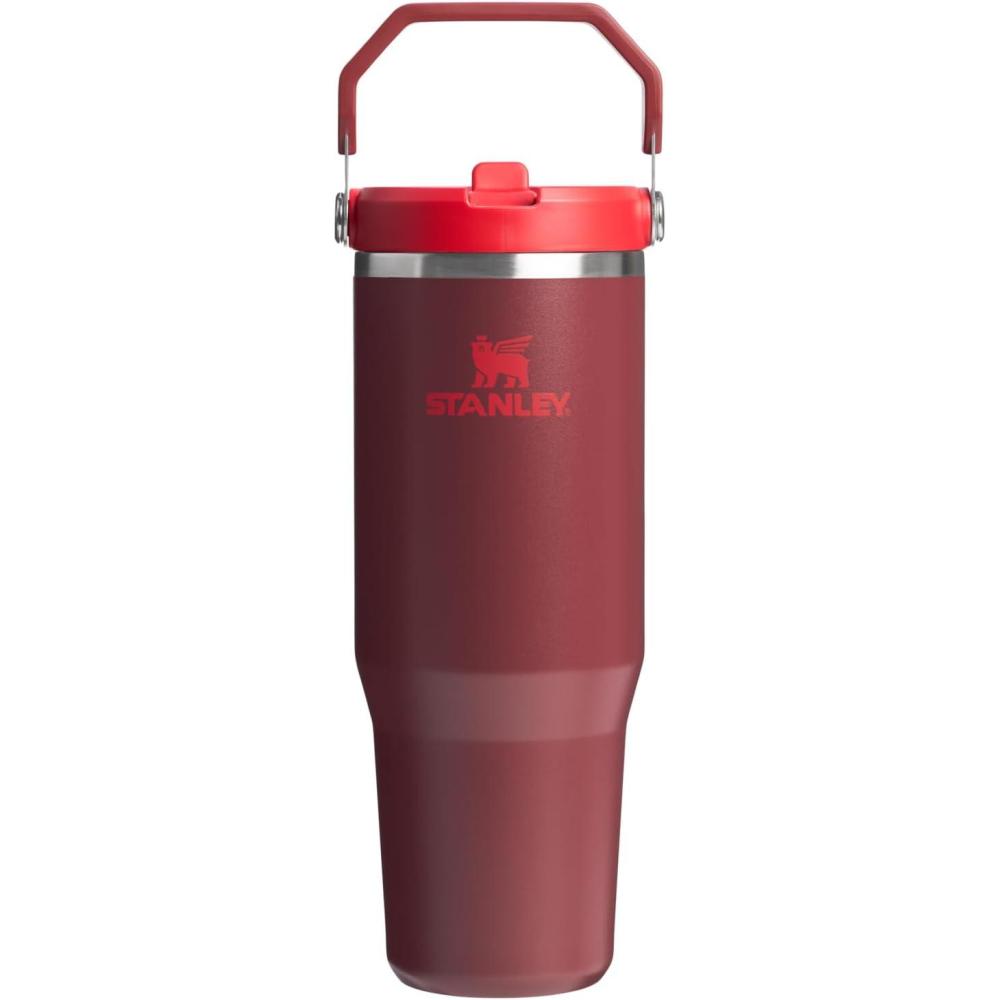 imageSTANLEY IceFlow 20 Flip Straw Tumbler with Handle 14 oz Twist On Lid and Flip Up Straw Leakproof Water Bottle Insulated Stainless Steel BPAFree AshCranberry