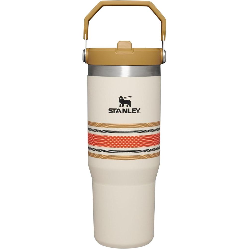 imageSTANLEY IceFlow 20 Flip Straw Tumbler with Handle 14 oz Twist On Lid and Flip Up Straw Leakproof Water Bottle Insulated Stainless Steel BPAFree AshCream Mesh