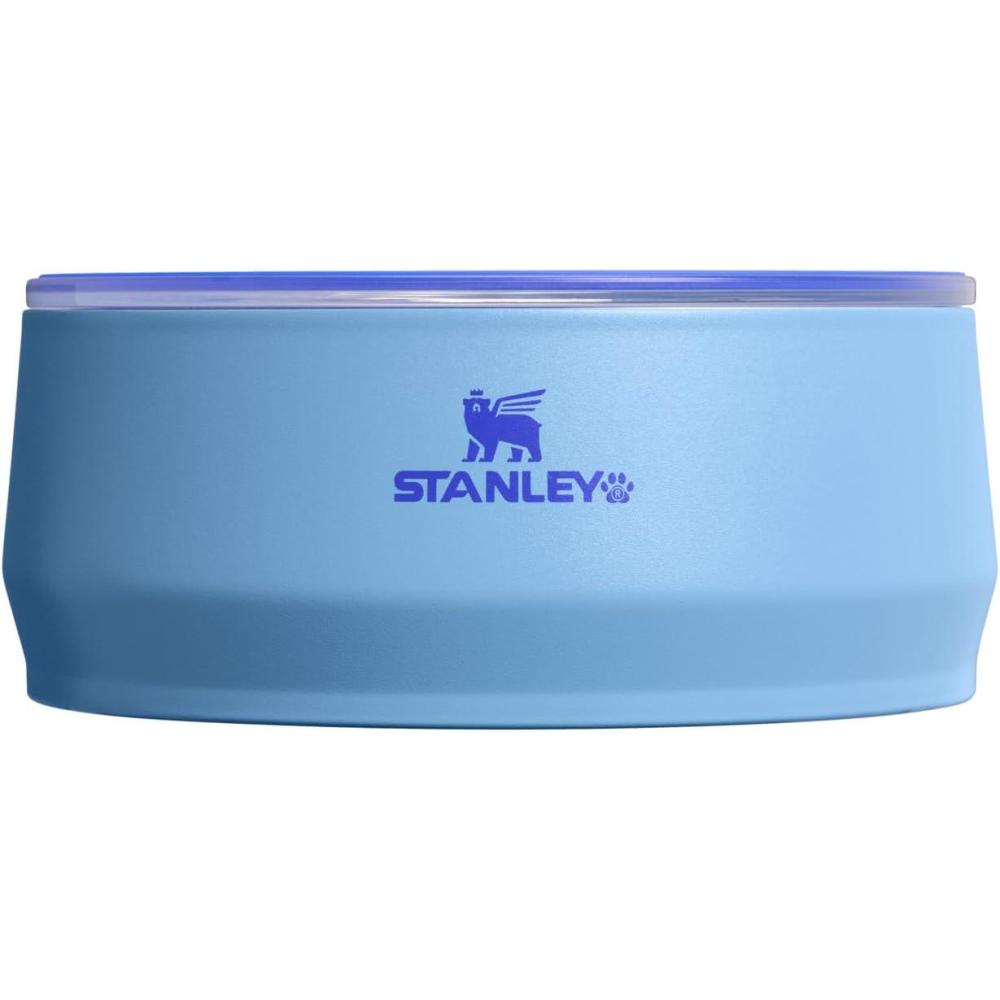 imageSTANLEY Pet Bowl 3Cup 24 oz Insulated Stainless Steel Dog amp Cat Bowl SplashResistant Lid Dishwasher Safe BPAFree Rose QuartzBlue Sky