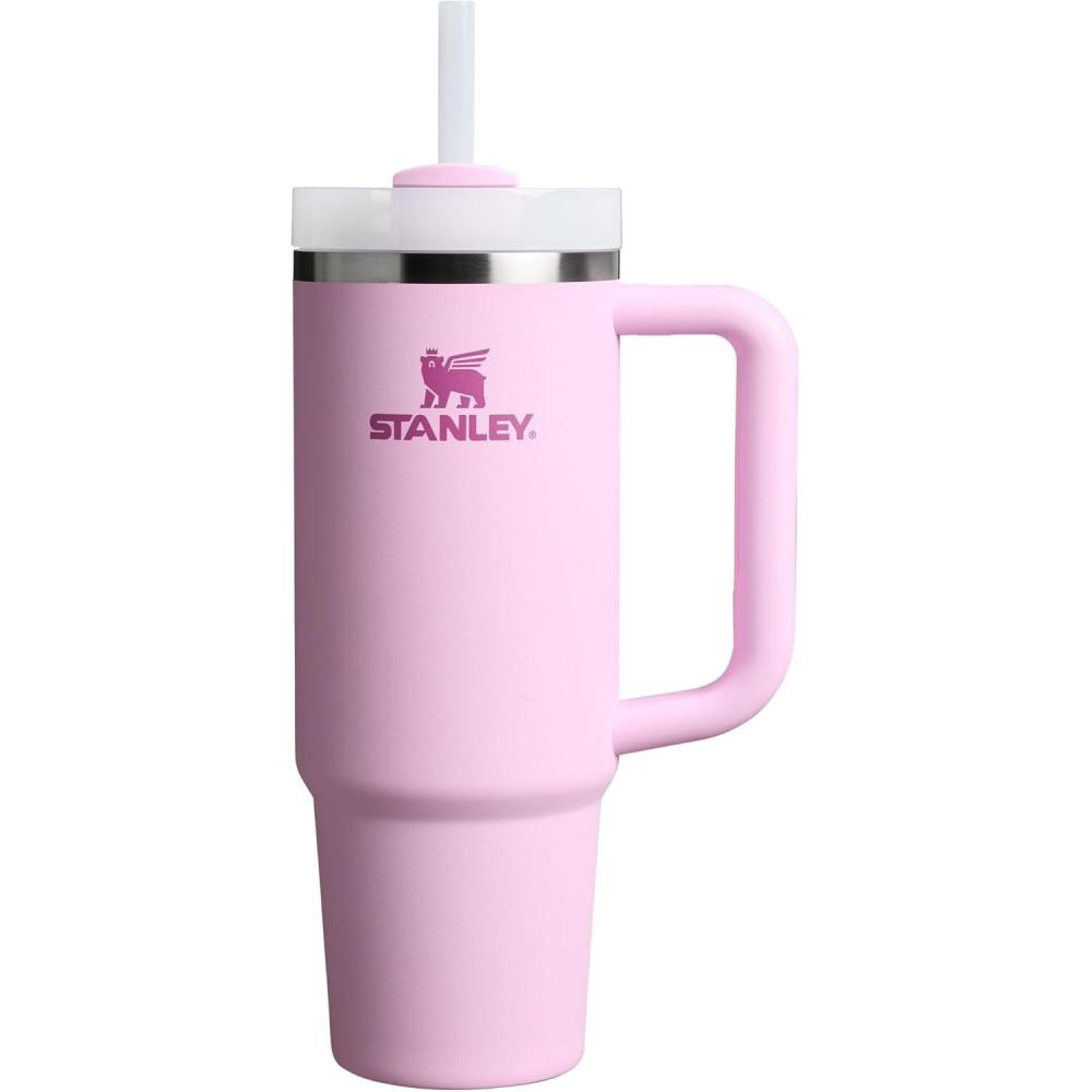 imageSTANLEY Quencher H20 Tumbler with Handle and Straw 30 oz Flowstate 3Position Lid Cup Holder Compatible for Travel Insulated Stainless Steel Cup BPAFree Sahara PlumeLight PinkPink