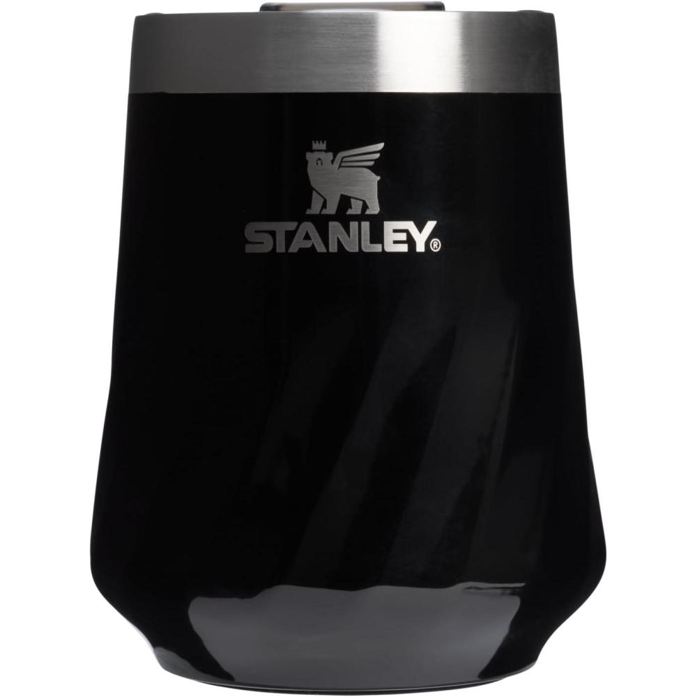 imageSTANLEY Reserve Wine Tumbler 11 oz Stainless Steel Travel Mug For Wine Cocktails Soda Keeps Drinks Cold for Hours BPAFree Black 20Black Gloss