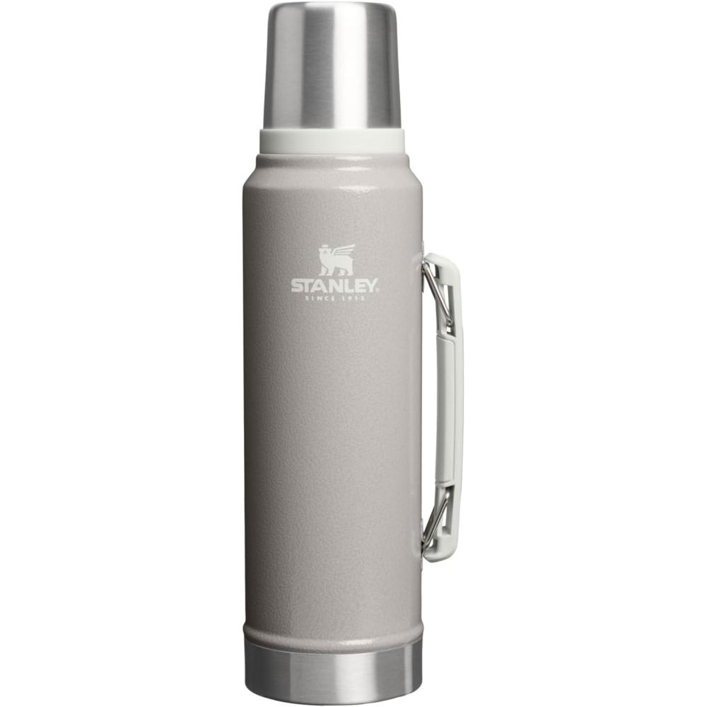 imageStanley Classic Legendary Vacuum Bottle 11 qt Wide Mouth with Leakproof Cup Lid Keep Drinks Hot or Cold Packable for Travel Insulated Stainless Steel Thermos BPAFree Hammertone Ash