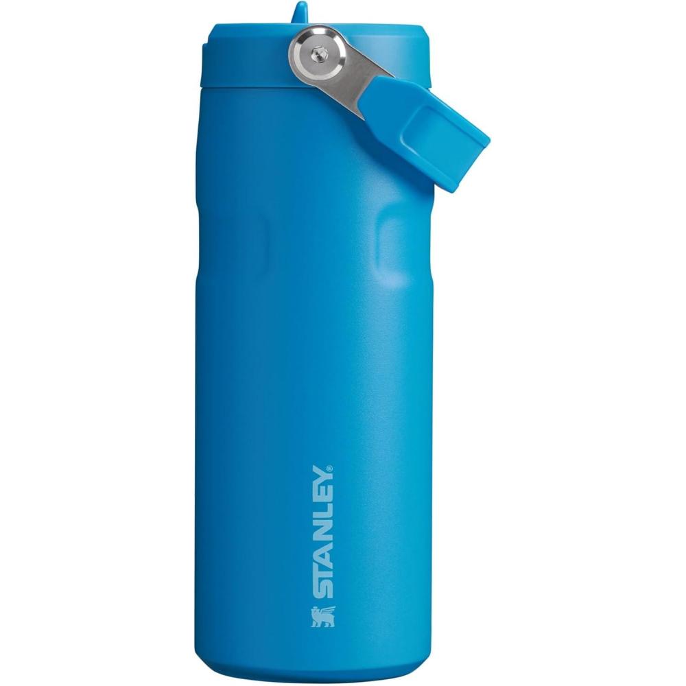 imageStanley IceFlow Flip Straw 20 Water Bottle 24 OZ  BuiltIn Straw with Larger Opening  Lightweight amp LeakResistant  Insulated Stainless Steel  BPAFree  Blue SkyAzure