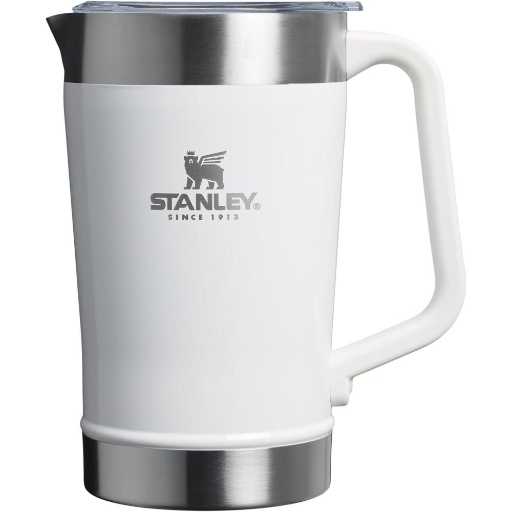 imageStanley StayChill Pitcher 64 oz Cold Water Beer and Drink Pitcher with Lid Large Capacity Durable Beverage Container with Handle Insulated Stainless Steel BPAFreeFrost
