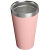 STANLEY Adventure Stacking Beer Pint Glass | Stackable Drinking Cup for Cold Beverages | Dishwasher Safe | Insulated Stainless Steel Tumbler | BPA-Free(Peach Rose)