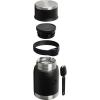 STANLEY Adventure To-Go Food Jar and Spork 24 oz | Vacuum Insulated Food Container | Wide Mouth Screw On Lid | Packable for Travel | Stainless Steel with Leakproof Lid | BPA-Free | Black 2.0