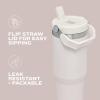 STANLEY IceFlow 2.0 Flip Straw Tumbler with Handle 14 oz | Twist On Lid and Flip Up Straw | Leakproof Water Bottle | Insulated Stainless Steel | BPA-Free | Ash(Citron)