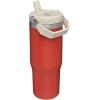 STANLEY IceFlow 2.0 Flip Straw Tumbler with Handle 14 oz | Twist On Lid and Flip Up Straw | Leakproof Water Bottle | Insulated Stainless Steel | BPA-Free | Ash(Carnelian)