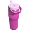 STANLEY IceFlow 2.0 Flip Straw Tumbler with Handle 14 oz | Twist On Lid and Flip Up Straw | Leakproof Water Bottle | Insulated Stainless Steel | BPA-Free | Ash(Dark Blossom)