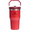 STANLEY IceFlow 2.0 Flip Straw Tumbler with Handle 14 oz | Twist On Lid and Flip Up Straw | Leakproof Water Bottle | Insulated Stainless Steel | BPA-Free | Ash(Chili Red)