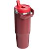 STANLEY IceFlow 2.0 Flip Straw Tumbler with Handle 14 oz | Twist On Lid and Flip Up Straw | Leakproof Water Bottle | Insulated Stainless Steel | BPA-Free | Ash(Cranberry)