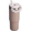 STANLEY IceFlow 2.0 Flip Straw Tumbler with Handle 14 oz | Twist On Lid and Flip Up Straw | Leakproof Water Bottle | Insulated Stainless Steel | BPA-Free | Ash(Almond Rose)