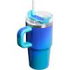 STANLEY Quencher H2.0 Tumbler with Handle and Straw 30 oz | Flowstate 3-Position Lid | Cup Holder Compatible for Travel | Insulated Stainless Steel Cup | BPA-Free | Sahara Plume(Sea Glass Aura)