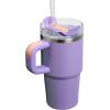 STANLEY Quencher H2.0 Tumbler with Handle and Straw 30 oz | Flowstate 3-Position Lid | Cup Holder Compatible for Travel | Insulated Stainless Steel Cup | BPA-Free | Sahara Plume(Periwinkle Shimmer)