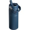 Stanley IceFlow Flip Straw 2.0 Water Bottle 24 OZ | Built-In Straw with Larger Opening | Lightweight & Leak-Resistant | Insulated Stainless Steel | BPA-Free | Blue Sky(Navy)