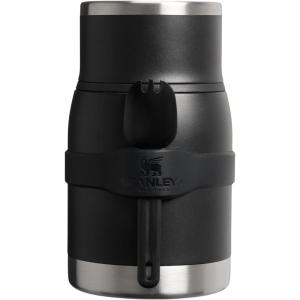 STANLEY Adventure To-Go Food Jar and Spork 24 oz | Vacuum Insulated Food Container | Wide Mouth Screw On Lid | Packable for Travel | Stainless Steel with Leakproof Lid | BPA-Free | Black 2.0