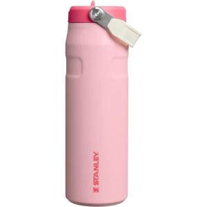 Stanley IceFlow Flip Straw 2.0 Water Bottle 24 OZ | Built-In Straw with Larger Opening | Lightweight & Leak-Resistant | Insulated Stainless Steel | BPA-Free | Blue Sky(Strawberry Cream)