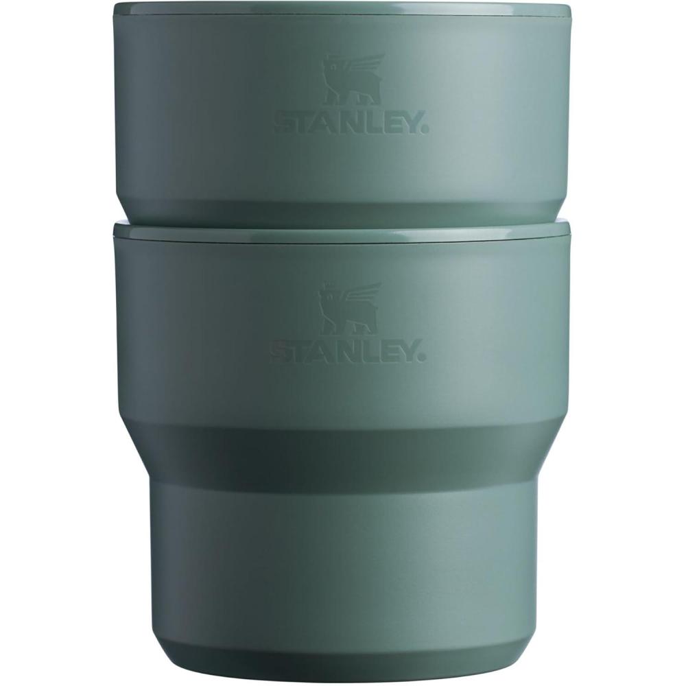 imageSTANLEY StayHot Stacking Camp Cup 10 oz Press In Drink Through Lid Cup for Coffee Tea and Drinks Insulated Stainless Steel Coffee Mug BPAFreeShale 2Pack
