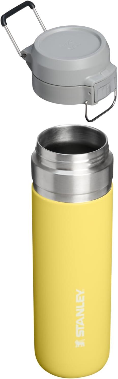 imageSTANLEY Quick Flip GO Water Bottle 24 oz Push Button Lid Leakproof and Packable for Travel and Sports Insulated Stainless Steel BPAFree Daffodil