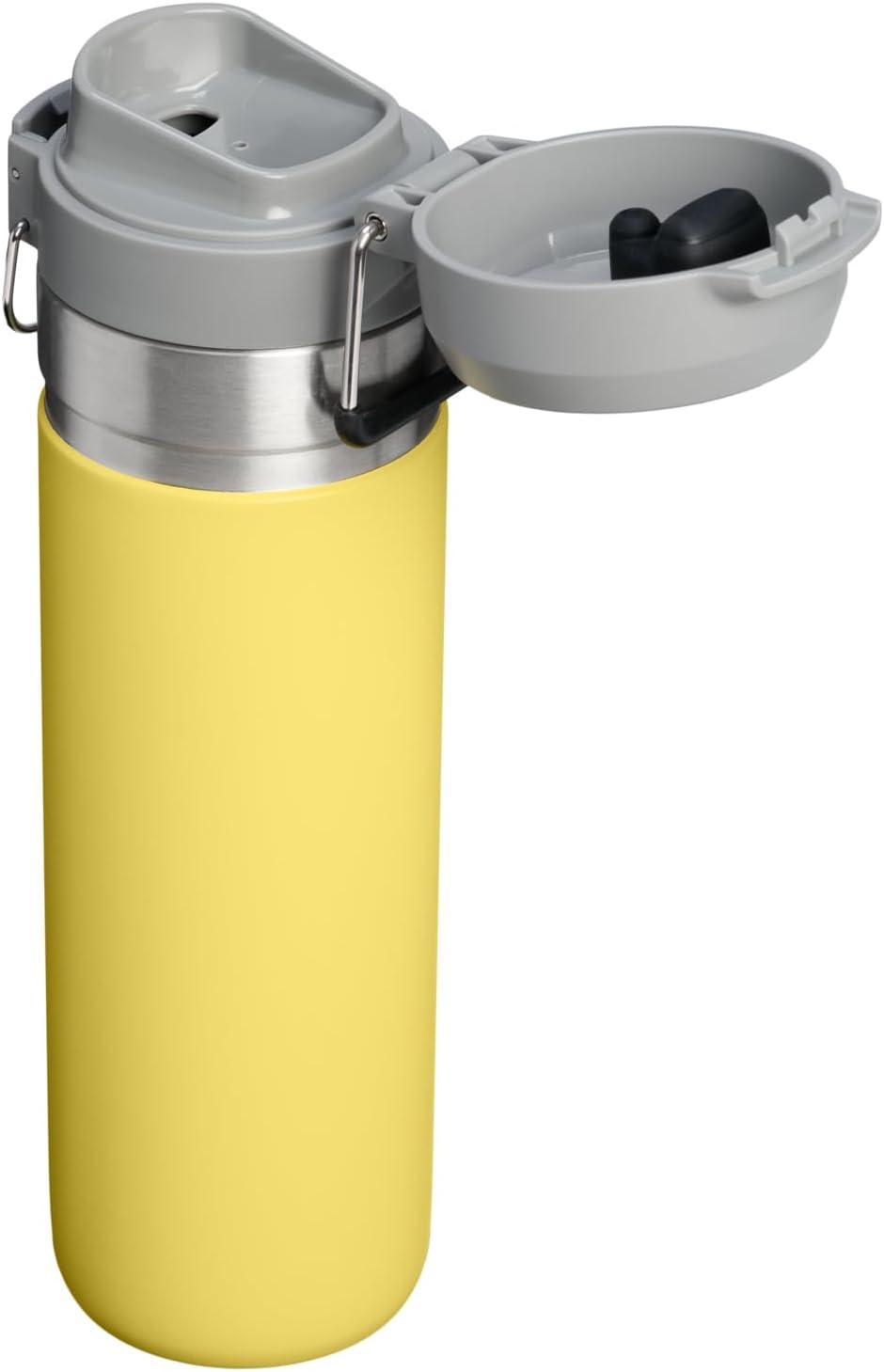 imageSTANLEY Quick Flip GO Water Bottle 24 oz Push Button Lid Leakproof and Packable for Travel and Sports Insulated Stainless Steel BPAFree Daffodil