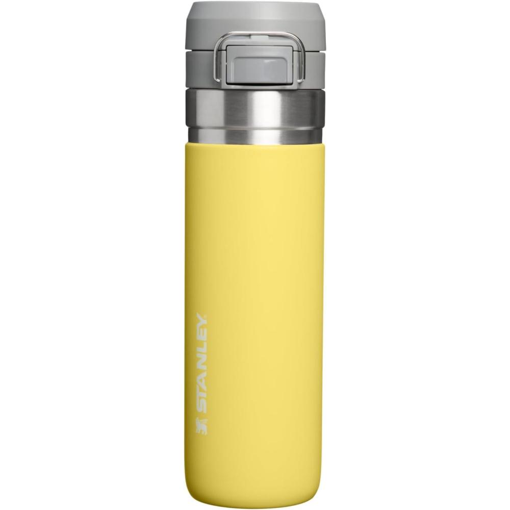 imageSTANLEY Quick Flip GO Water Bottle 24 oz  Push Button Lid  Leakproof and Packable for Travel and Sports  Insulated Stainless Steel  BPAFree  Daffodil