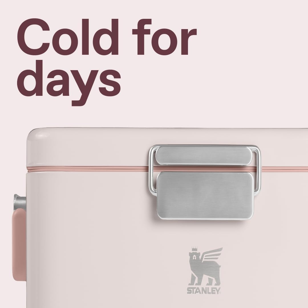 imageSTANLEY Lifted Spirits Stainless Steel Cooler Vacuum Insulated Hard Cooler Leakproof VaultSeal Latch Premium 188 Recycled Stainless Steel BPAFreeRose Quartz Gloss