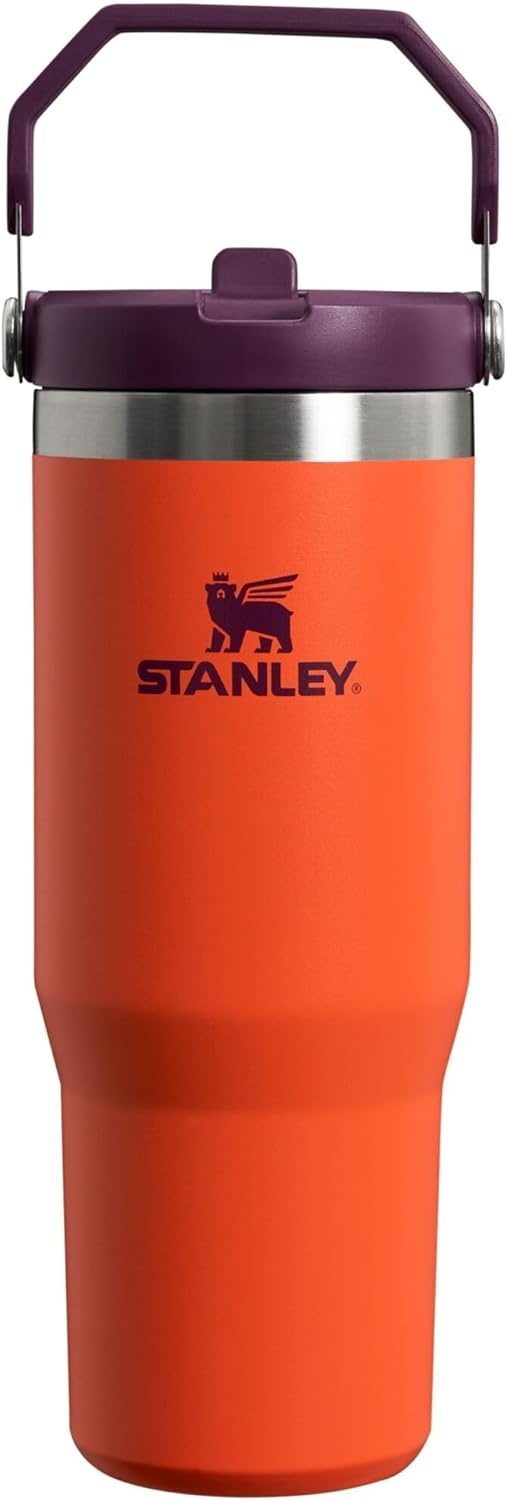 image:imageSTANLEY IceFlow 20 Flip Straw Tumbler with Handle 30 oz Twist On Lid and Flip Up Straw Leak Resistant Water Bottle Insulated Stainless Steel BPAFree Team Dark Green RedTigerlily Plum