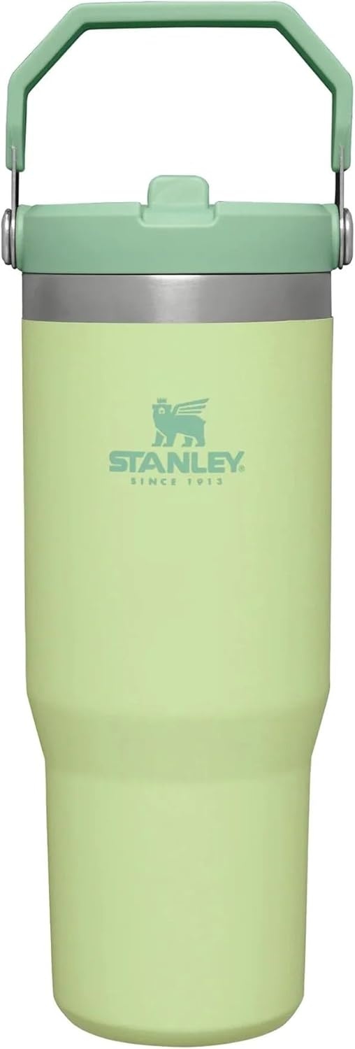 image:imageSTANLEY IceFlow 20 Flip Straw Tumbler with Handle 30 oz Twist On Lid and Flip Up Straw Leak Resistant Water Bottle Insulated Stainless Steel BPAFree Team Dark Green RedCitron