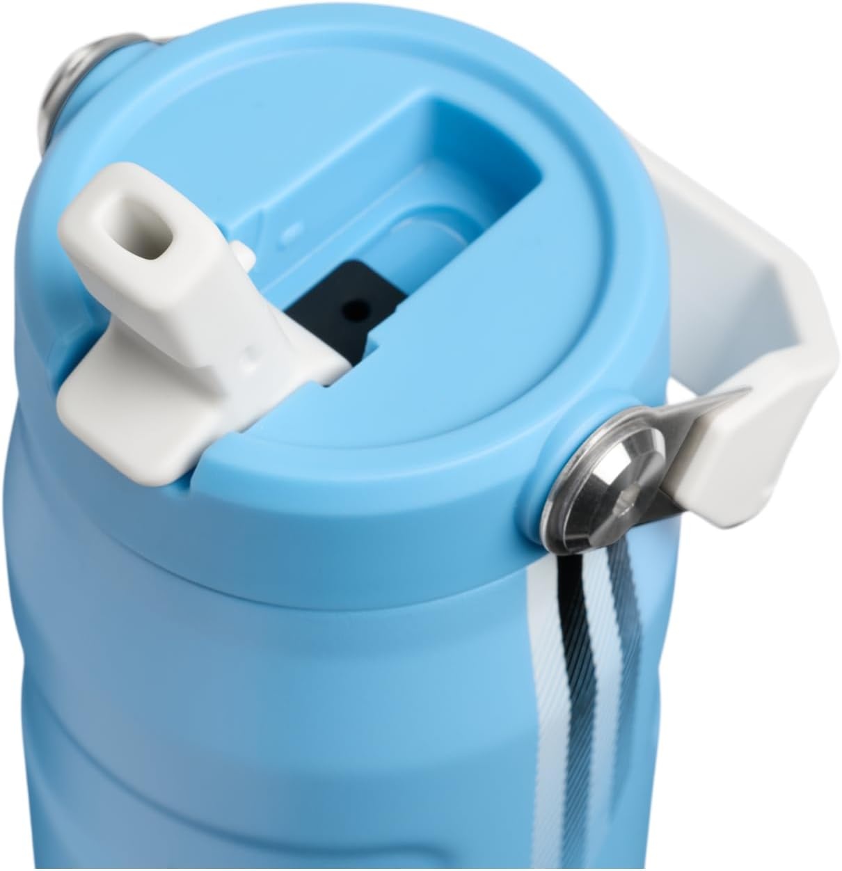image:imageSTANLEY IceFlow Flip Straw 20 Water Bottle 24 oz BuiltIn Straw with Larger Opening Lightweight and Leak Resistant Insulated Stainless Steel BPAFree Team Light Blue White