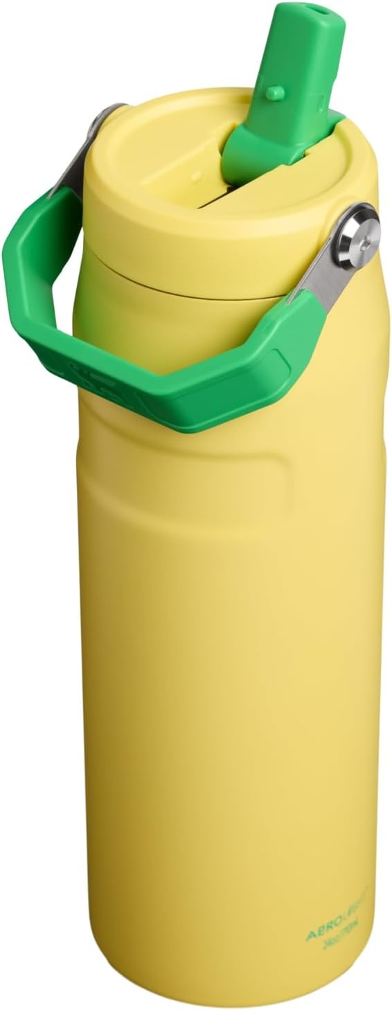 image:imageSTANLEY IceFlow Flip Straw 20 Water Bottle 24 oz BuiltIn Straw with Larger Opening Lightweight and Leak Resistant Insulated Stainless Steel BPAFree Team Yellow Green