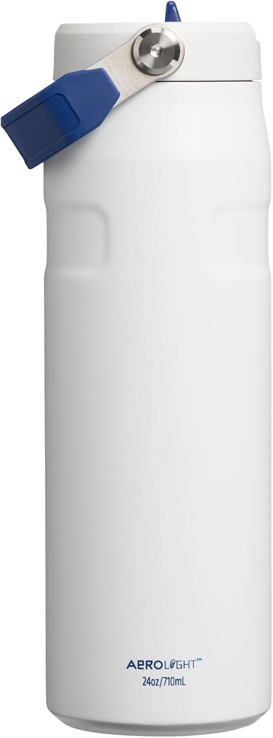 image:imageSTANLEY IceFlow Flip Straw 20 Water Bottle 24 oz BuiltIn Straw with Larger Opening Lightweight and Leak Resistant Insulated Stainless Steel BPAFree Team White Dark Blue
