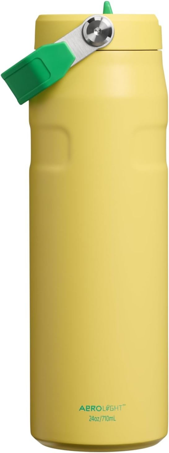 image:imageSTANLEY IceFlow Flip Straw 20 Water Bottle 24 oz BuiltIn Straw with Larger Opening Lightweight and Leak Resistant Insulated Stainless Steel BPAFree Team Yellow Green