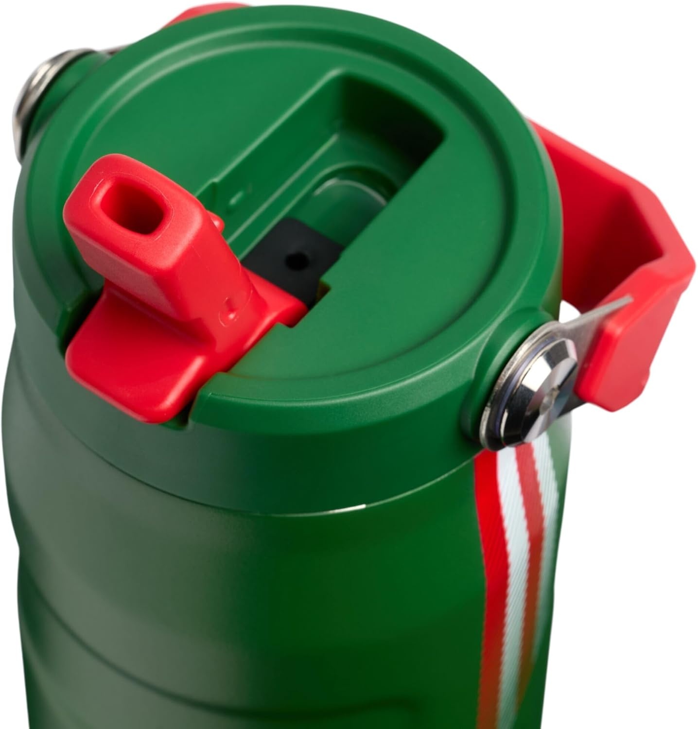 image:imageSTANLEY IceFlow Flip Straw 20 Water Bottle 24 oz BuiltIn Straw with Larger Opening Lightweight and Leak Resistant Insulated Stainless Steel BPAFree Team Dark Green Red