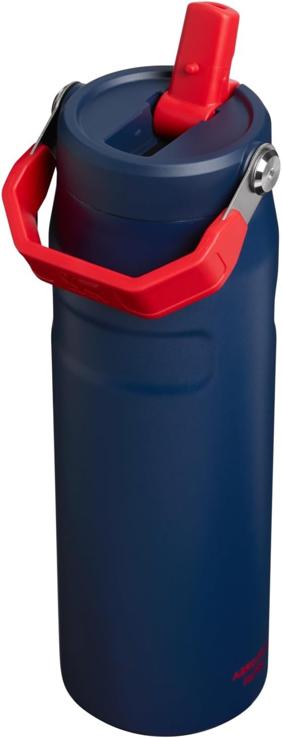 image:imageSTANLEY IceFlow Flip Straw 20 Water Bottle 24 oz BuiltIn Straw with Larger Opening Lightweight and Leak Resistant Insulated Stainless Steel BPAFree Team Navy Red