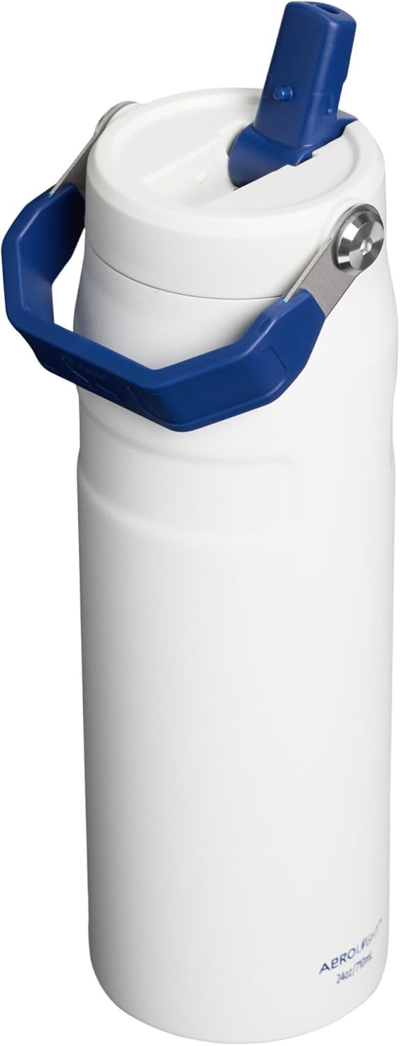 image:imageSTANLEY IceFlow Flip Straw 20 Water Bottle 24 oz BuiltIn Straw with Larger Opening Lightweight and Leak Resistant Insulated Stainless Steel BPAFree Team White Dark Blue