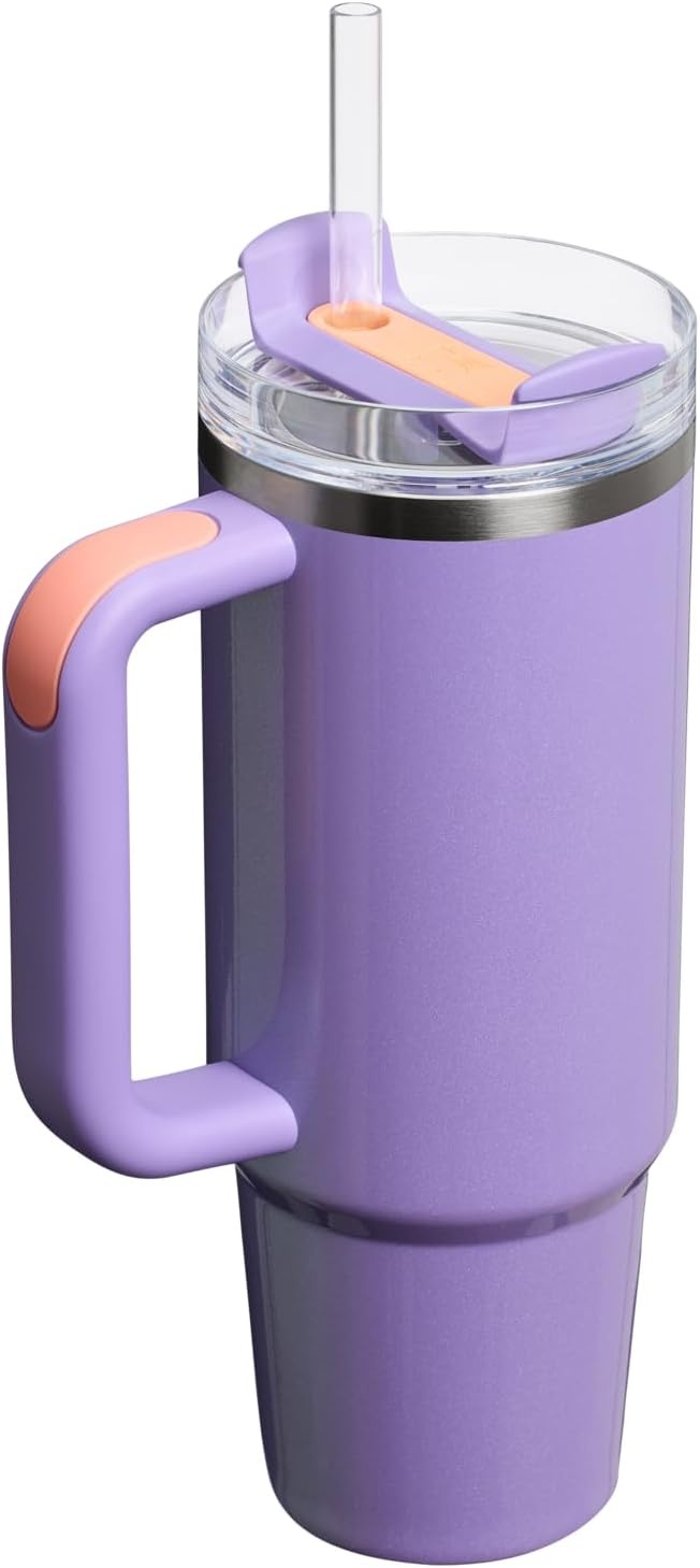 image:imageSTANLEY Quencher H20 Tumbler with Handle and Straw 40 oz Flowstate 3Position Lid Cup Holder Compatible for Travel Insulated Stainless Steel Cup BPAFree Chili Red FireworksPeriwinkle Shimmer