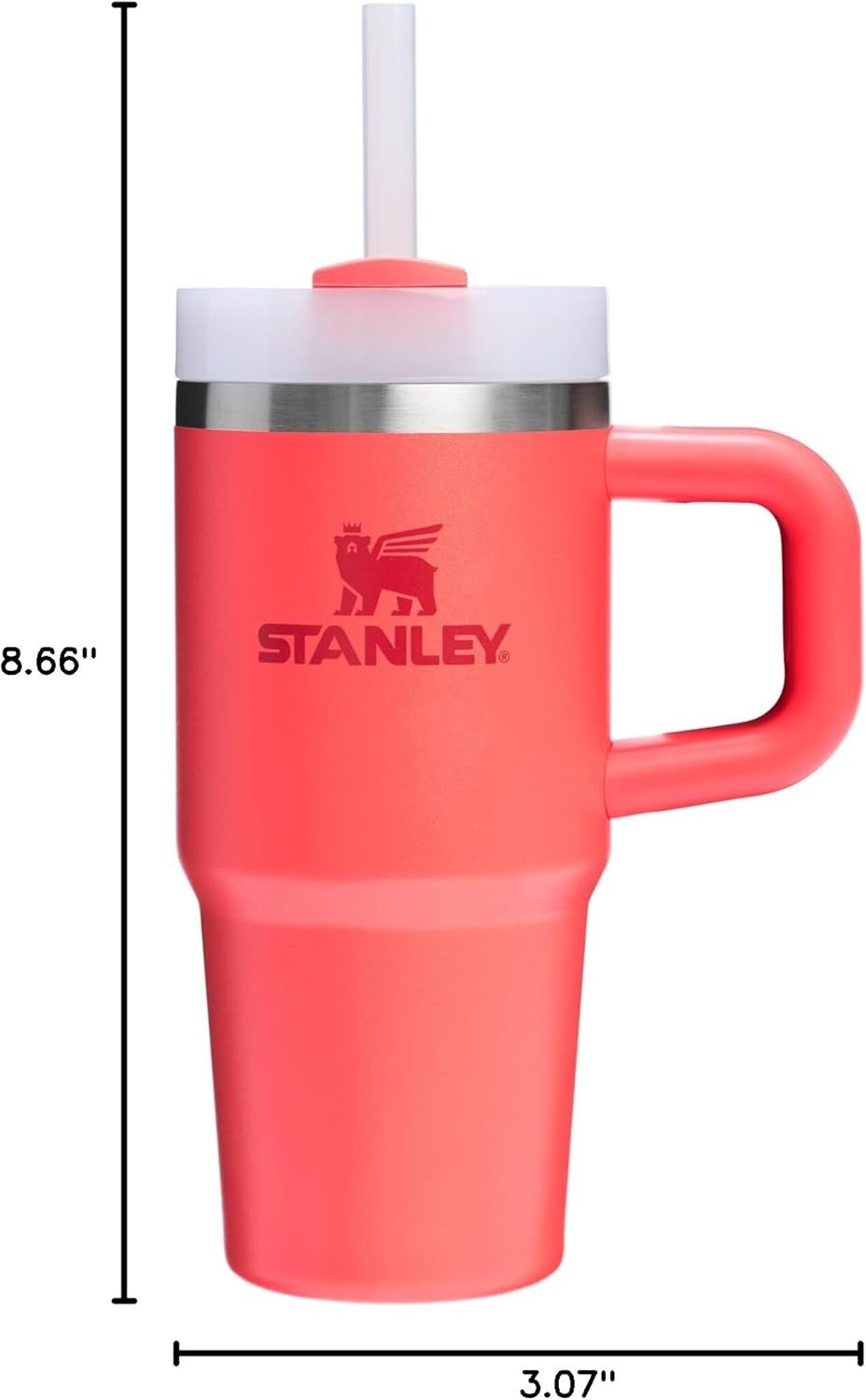 image:imageSTANLEY Quencher H20 Tumbler with Handle and Straw 40 oz Flowstate 3Position Lid Cup Holder Compatible for Travel Insulated Stainless Steel Cup BPAFree Chili Red FireworksHot Coral