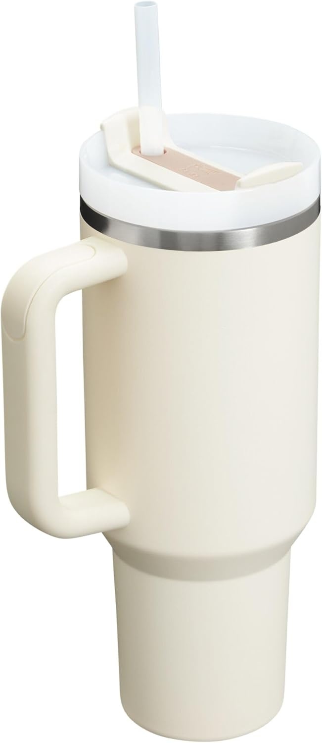 image:imageSTANLEY Quencher H20 Tumbler with Handle and Straw 40 oz Flowstate 3Position Lid Cup Holder Compatible for Travel Insulated Stainless Steel Cup BPAFree Chili Red FireworksCream 20