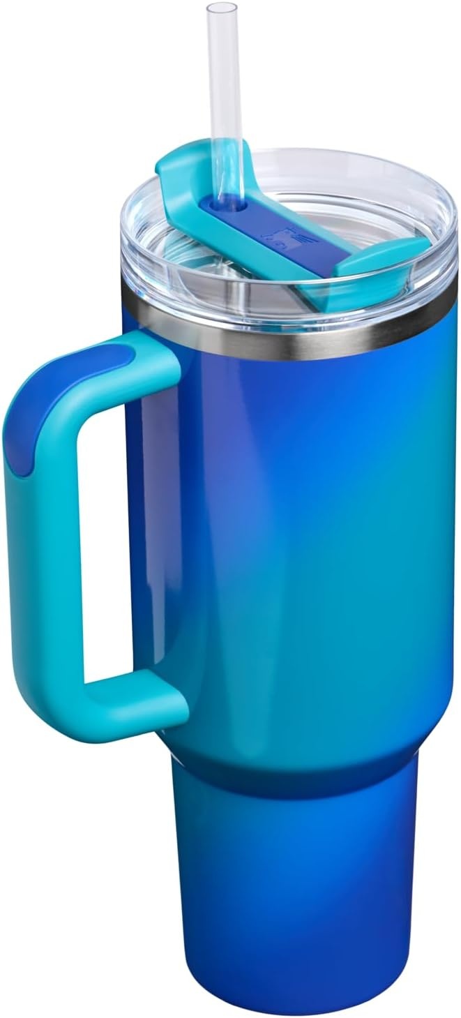 image:imageSTANLEY Quencher H20 Tumbler with Handle and Straw 40 oz Flowstate 3Position Lid Cup Holder Compatible for Travel Insulated Stainless Steel Cup BPAFree Chili Red FireworksSea Glass Aura
