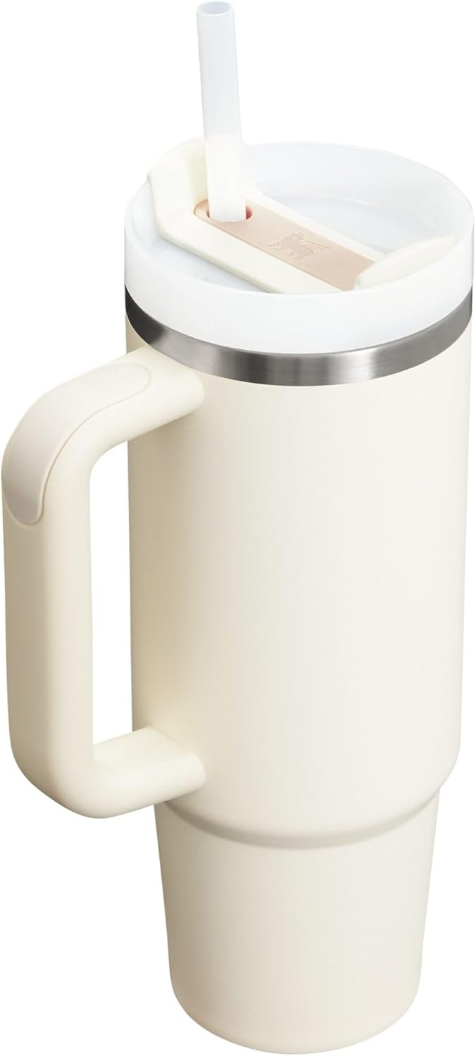 image:imageSTANLEY Quencher H20 Tumbler with Handle and Straw 40 oz Flowstate 3Position Lid Cup Holder Compatible for Travel Insulated Stainless Steel Cup BPAFree Chili Red FireworksCream 20