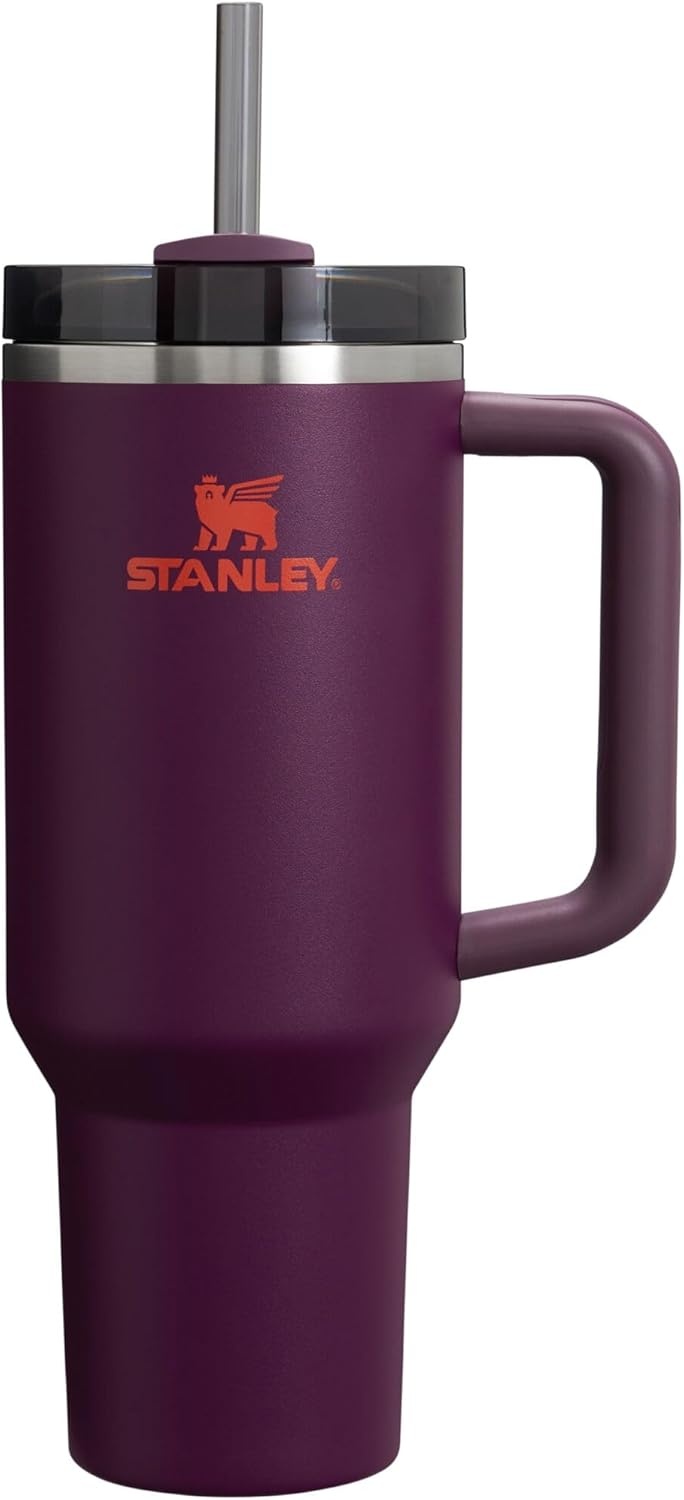 image:imageSTANLEY Quencher H20 Tumbler with Handle and Straw 40 oz Flowstate 3Position Lid Cup Holder Compatible for Travel Insulated Stainless Steel Cup BPAFree Chili Red FireworksPlum