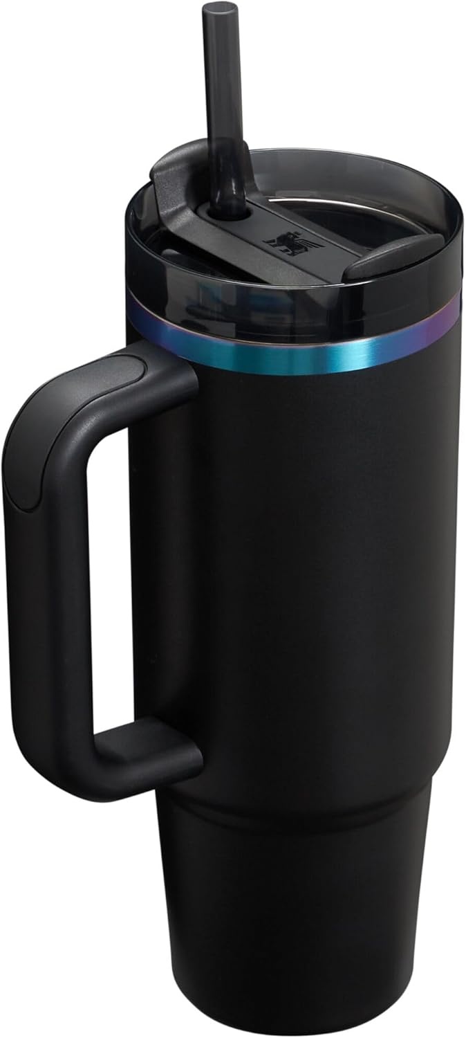 image:imageSTANLEY Quencher H20 Tumbler with Handle and Straw 40 oz Flowstate 3Position Lid Cup Holder Compatible for Travel Insulated Stainless Steel Cup BPAFree Chili Red FireworksBlack Chroma