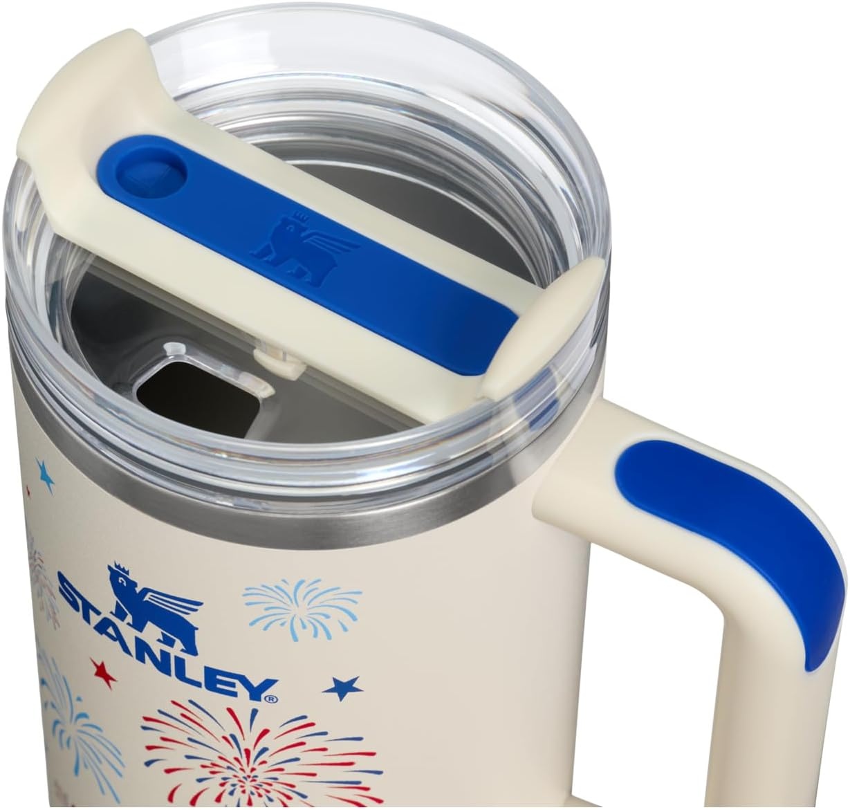 image:imageSTANLEY Quencher H20 Tumbler with Handle and Straw 40 oz Flowstate 3Position Lid Cup Holder Compatible for Travel Insulated Stainless Steel Cup BPAFree Chili Red FireworksCream Royal Fireworks